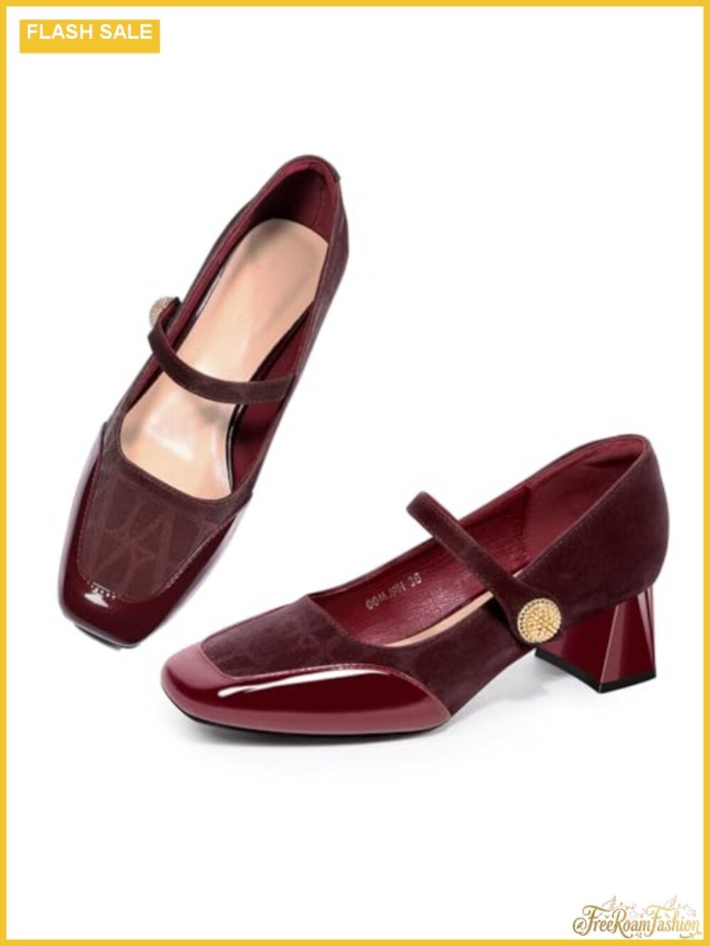 Square Toe Mary Jane Chunky Block Heel Pumps Dress Shoes
